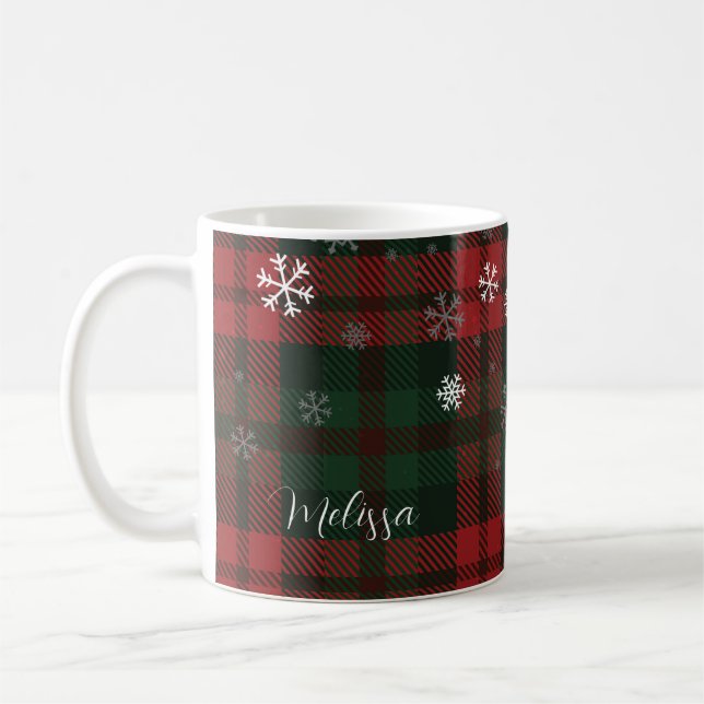 Mug Motif des flocons de neige de Noël Plaid (Gauche)