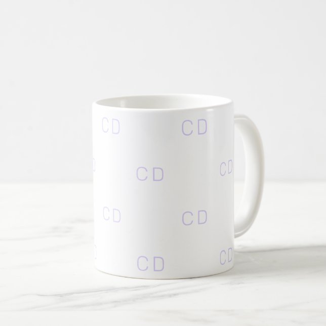 Mug Motif des initiales du monogramme violet blanc (Devant droit)