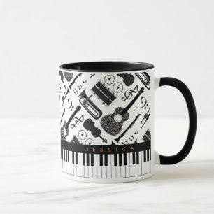 Mug Motif des instruments de musique moderne en noir e