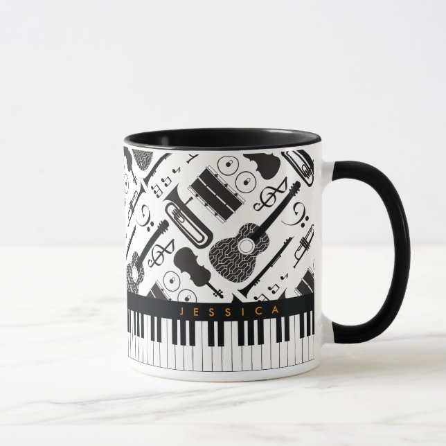 Mug Motif des instruments de musique moderne en noir e (Droite)