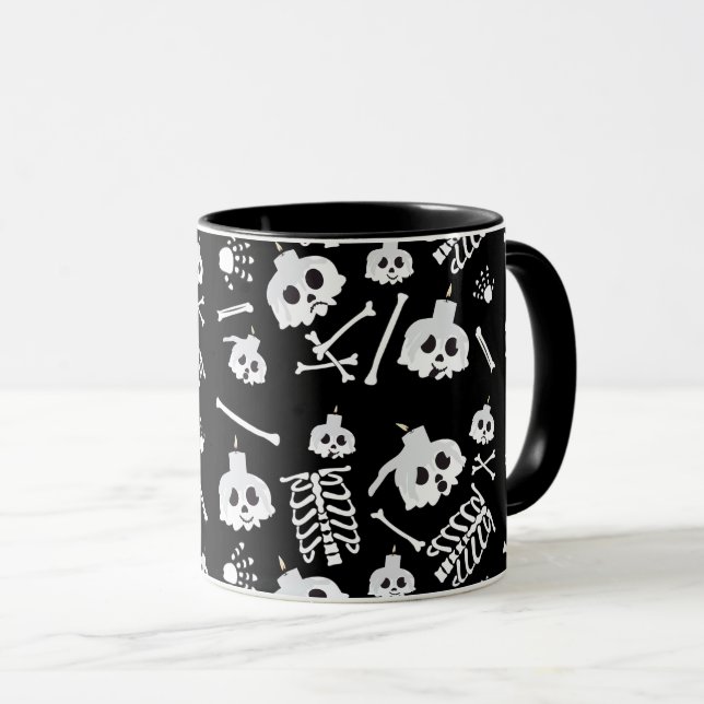 Mug Motif des os crâniens de squelette d'Halloween (Devant droit)