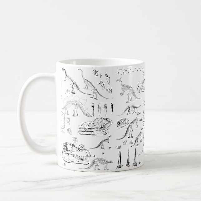 Mug Motif des os fossiles de dinosaures (Gauche)