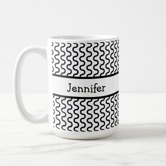 Mug Motif des vagues rétro blanches et noires personna (Gauche)