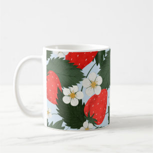 Mug Motif d'été avec fraises. Laine de fraises