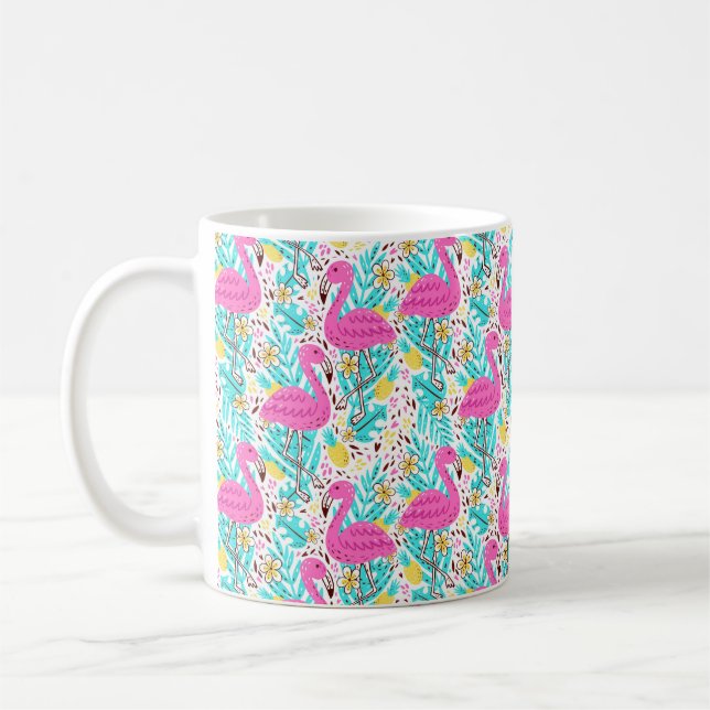 Mug Motif d'été brillant avec flamant, coeur, glace-c (Gauche)