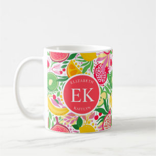 Mug Motif d'été pour le Monogramme de fruits tropicaux