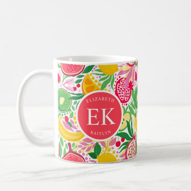 Mug Motif d'été pour le Monogramme de fruits tropicaux (Gauche)