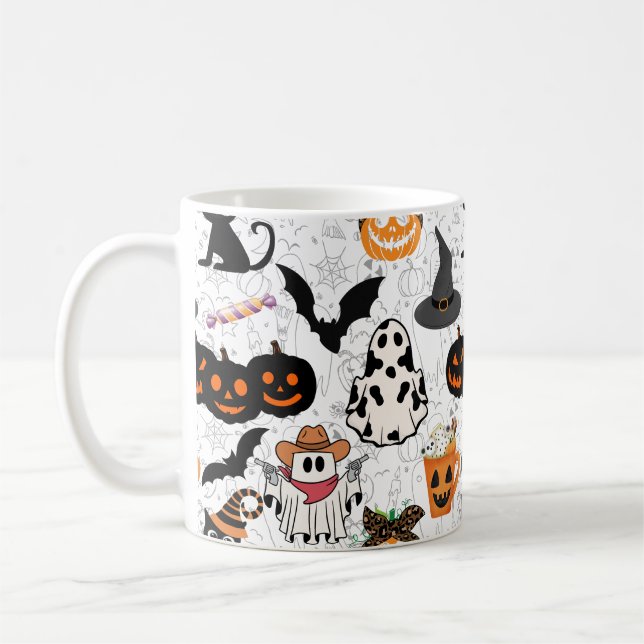 Mug Motif d'Halloween. Éffrayant et mignon (Gauche)