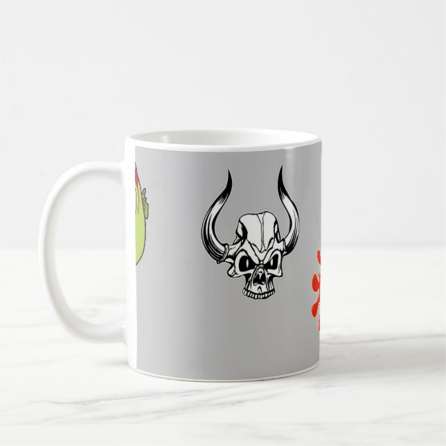 Mug Motif d'Halloween sur gris (Gauche)