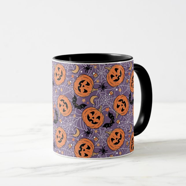 Mug Motif d'Halloween violet Jack-O-lanterne (Devant droit)