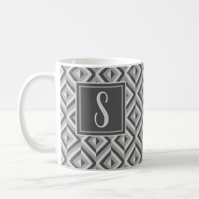 Mug Motif diamant à trois tons gris monogramme (Gauche)