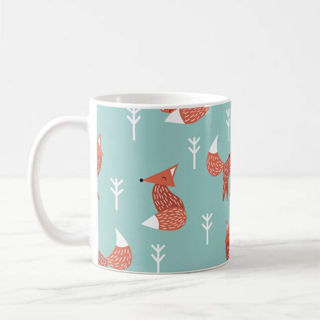 Mug Motif d'illustration sans couture avec renard oran (Gauche)