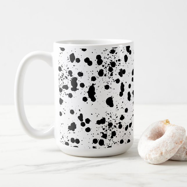 Mug Motif d'impression noir et blanc dalmate (Avec donut)
