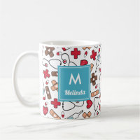 Motif d'infirmière mignonne monogrammé