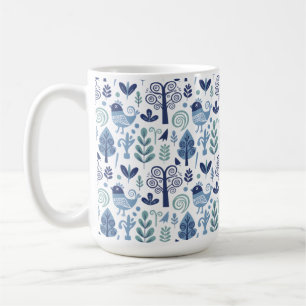 Mug Motif d'oiseau et de botanique de l'art folkloriqu