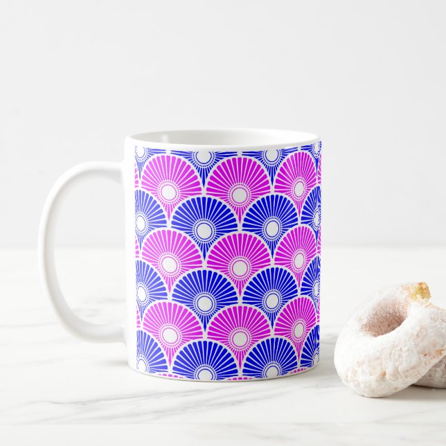 Mug Motif d'onde semi-circulaire Magenta Pink (Avec donut)