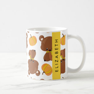 Mug Motif D'Ours, Mignons Ours, Citrouille, Votre Nom