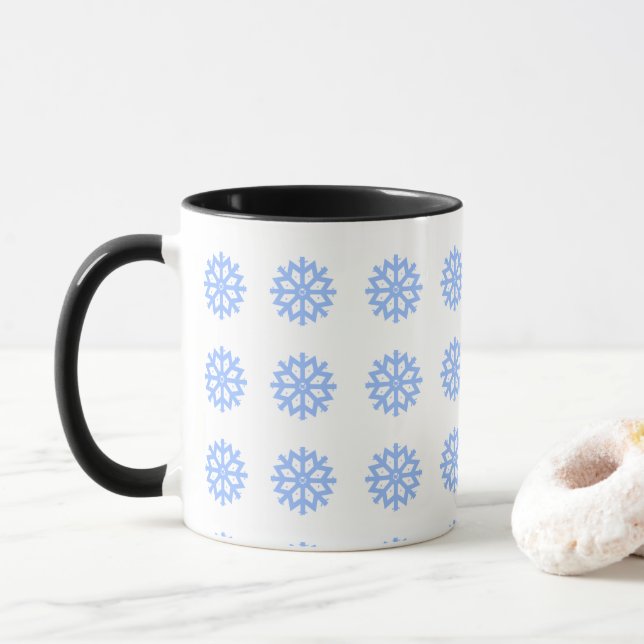 Mug Motif du festival d'hiver Blue Snowflake (Avec donut)
