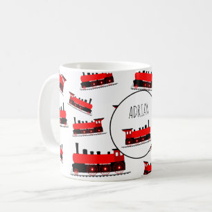 Mug Motif du train à vapeur rouge Nom Customisé