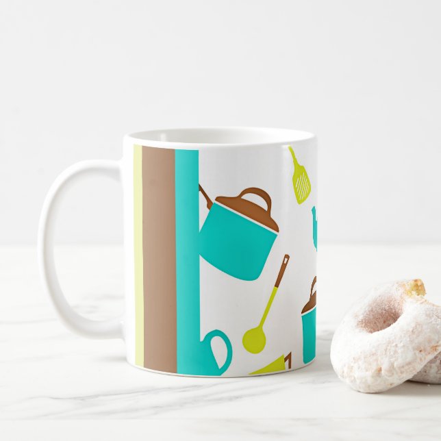 Mug Motif d'ustensiles de cuisine (Avec donut)