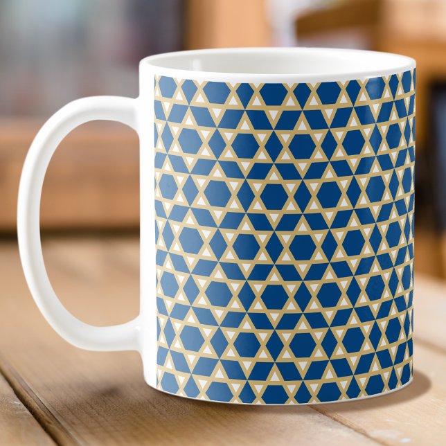 Mug Motif élégant bleu blanc et or étoile (Créateur téléchargé)