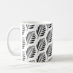 Mug Motif élégant de feuille en noir et blanc