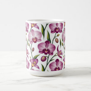 Mug Motif élégant sans couture d'orchidée violette et