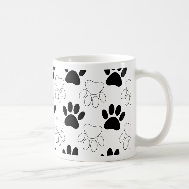 Mug Motif Empreinte de patte de chien noir et blanc (Droite)