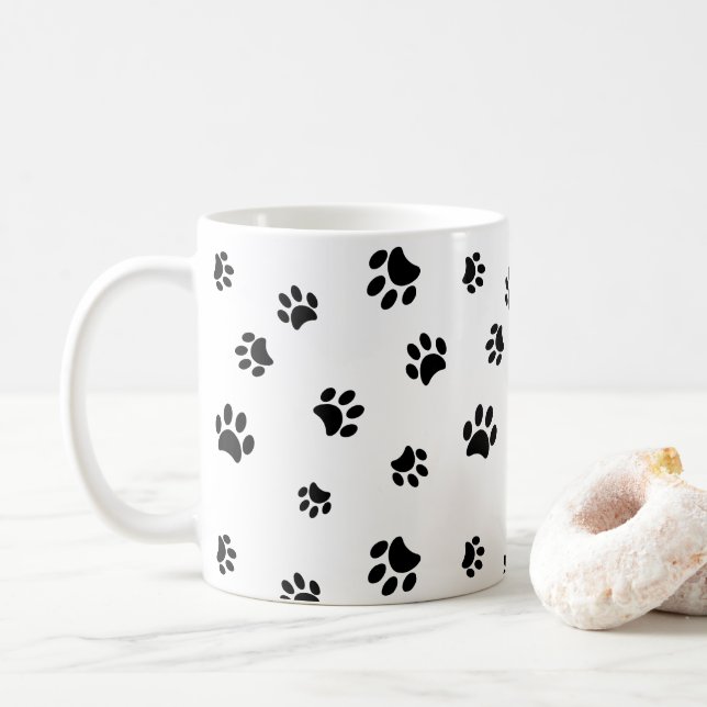 Mug Motif Empreinte de patte noir (Avec donut)