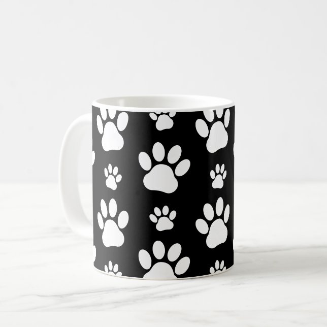 Mug Motif, Empreintes de pattes, pattes de chien, noir (Devant gauche)