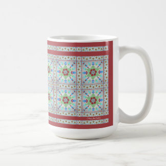 Mug Motif en carreaux floraux colorés (rouge)