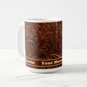 Mug Motif en cuir à outils occidental personnalisé