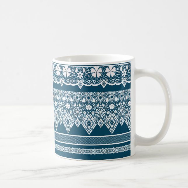 Mug Motif en dentelle bleue. (Droite)