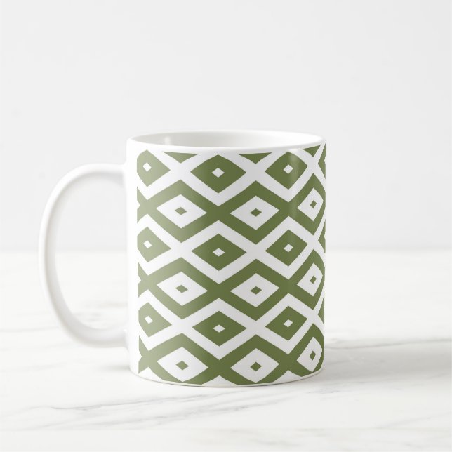 Mug Motif en diamant vert et blanc (Gauche)