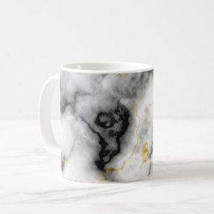 Mug Motif en marbre gris noir blanc et or