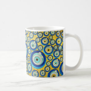Mug Motif en verre bleu grec d'amulette d'oeil mauvais