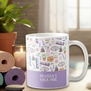 Mug Motif esthétique de yoga zen bohème à l'aquarelle 