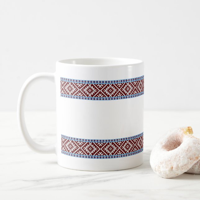 Mug Motif Estonien de ramassage 2 Ceintures tissées (Avec donut)