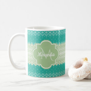Mug Motif et nom du Knit vert à la mode Turquoise Neo
