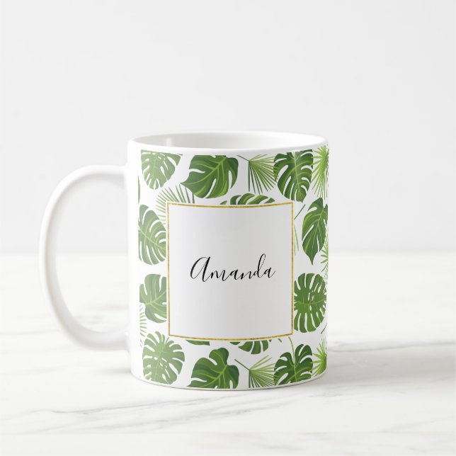 Mug Motif Feuille élégant Green Tropical (Gauche)