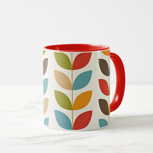 Mug Motif feuille graphique coloré (Devant droit)