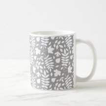 Motif Feuille tombé blanc sur gris