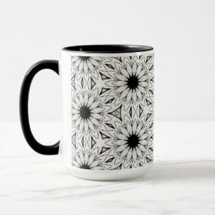 Mug Motif Fleur noir et blanc délicat