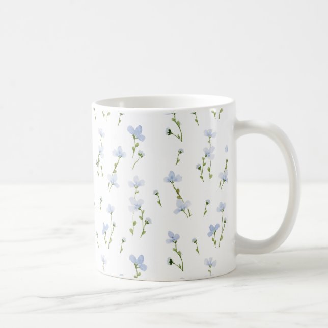 Mug Motif Fleur sauvage bleu aquarelle (Droite)