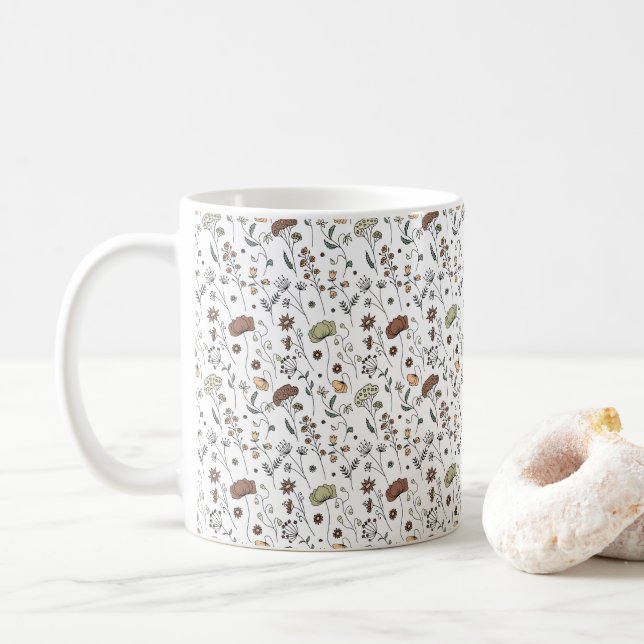 Mug Motif Fleur sauvage vintage (Avec donut)
