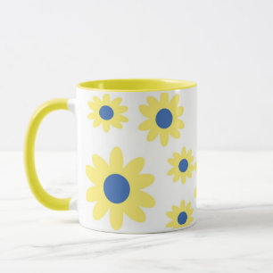 Mug Motif Fleurs Bleues Jaunes