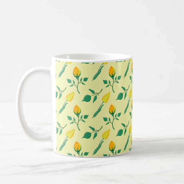 Mug Motif floral avec rose jaune et fleurs de tulipe (Gauche)