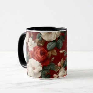 Mug Motif floral blanc de rose rouge classique
