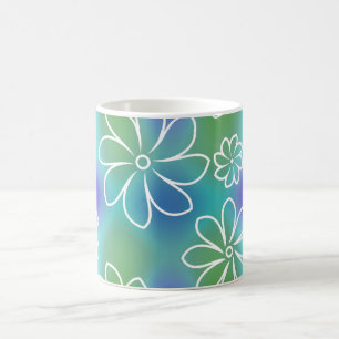 Mug Motif floral bleu et vert