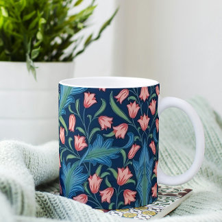 Mug Motif floral bleu vert rose de William Morris
